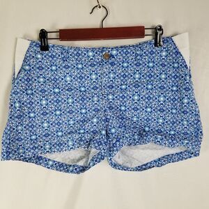Gap Shorts Womens‎ 10 Blue White Geometric Low Rise Chino Pocket Flat Front